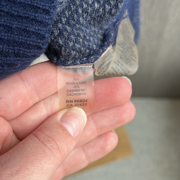 Magaschoni Men's Wool Cashmere Blend Dark Blue Quarter Zip Size Large - Picture 4 of 5